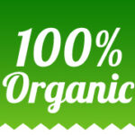 100% organic food labels set in ribbon style